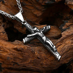 Cross Jesus Steel Pendant Vintage 316L Religious