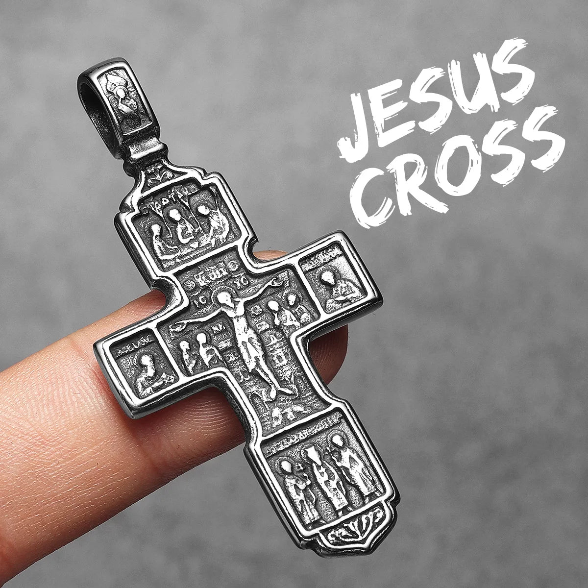 Cross Jesus Pendant Necklace Stainless Steel