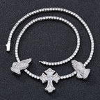 Cross Tennis Necklace Iced Out 5A CZ