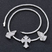 Cross Tennis Necklace Iced Out 5A CZ