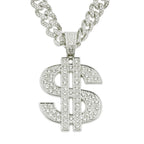 Fashion Hip Hop Dollar Pendant Necklace with 13mm Cuban Chain US Dollar Money Sign Necklaces Rap Rock Punk Jewelry For