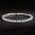 Silver Jewelry 4MM Tennis Bracelet Inlaid with Zircon, Luxury Banquet Engagement Party Gift for Women