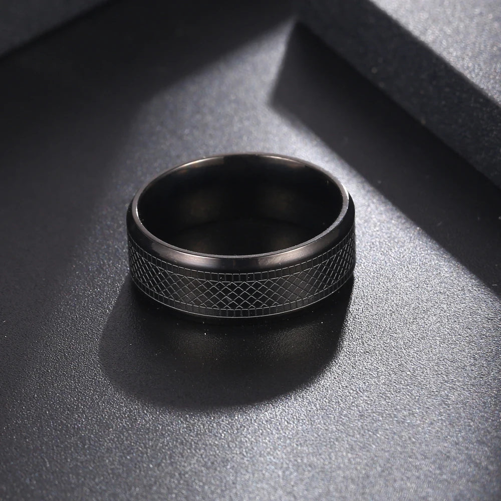 1Pcs European and American Punk Ring, Dark Plaid Snake Skin Texture Men's Ring, Trendy Hip-Hop Hand Accessory