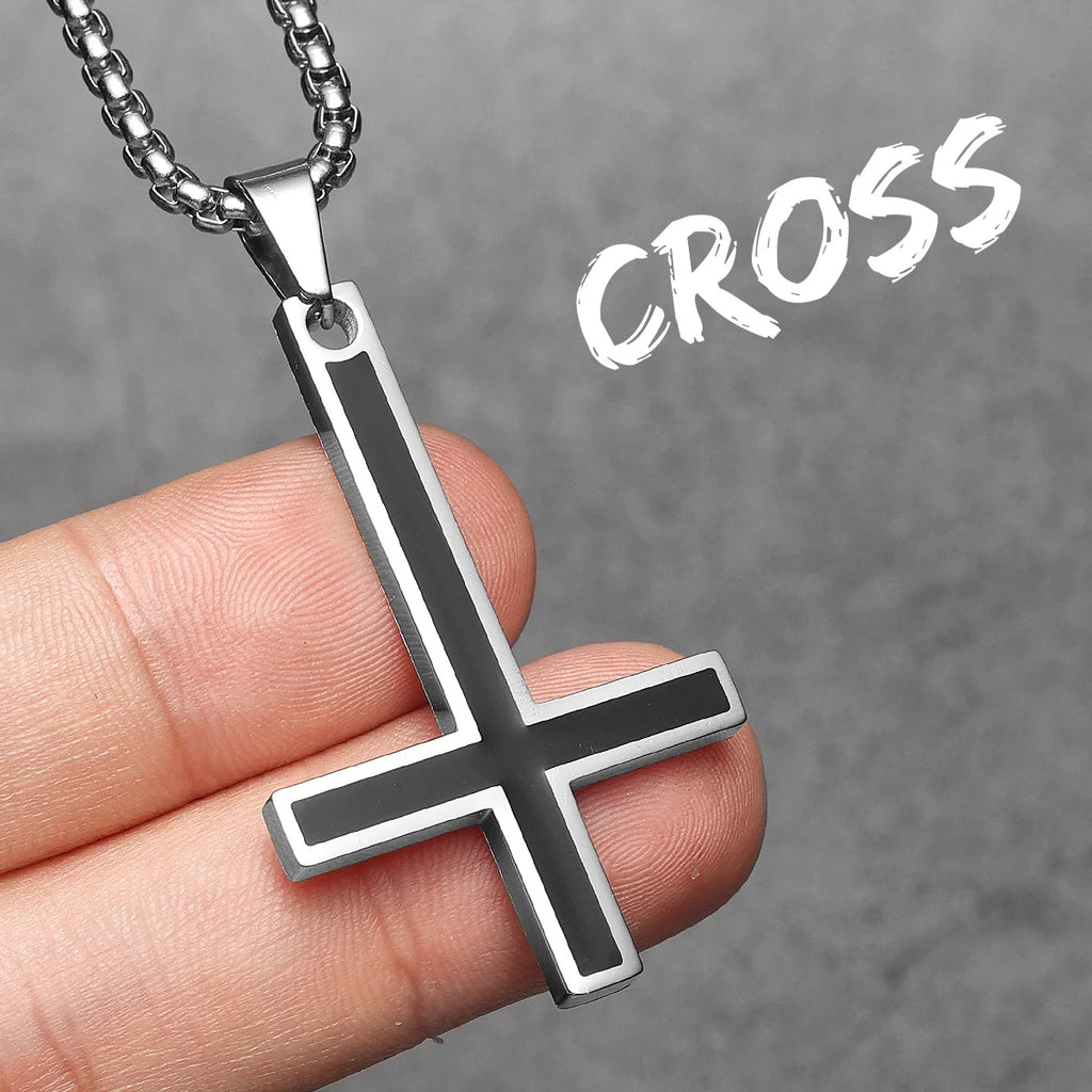 Inverted Cross Pendant — Stainless Steel