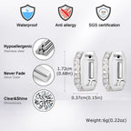 Men's U-shaped White Zircon Hoop Earrings, Fashion High Quality Waterproof Stainless Steel Earrings, Simple Fashion Jewelry