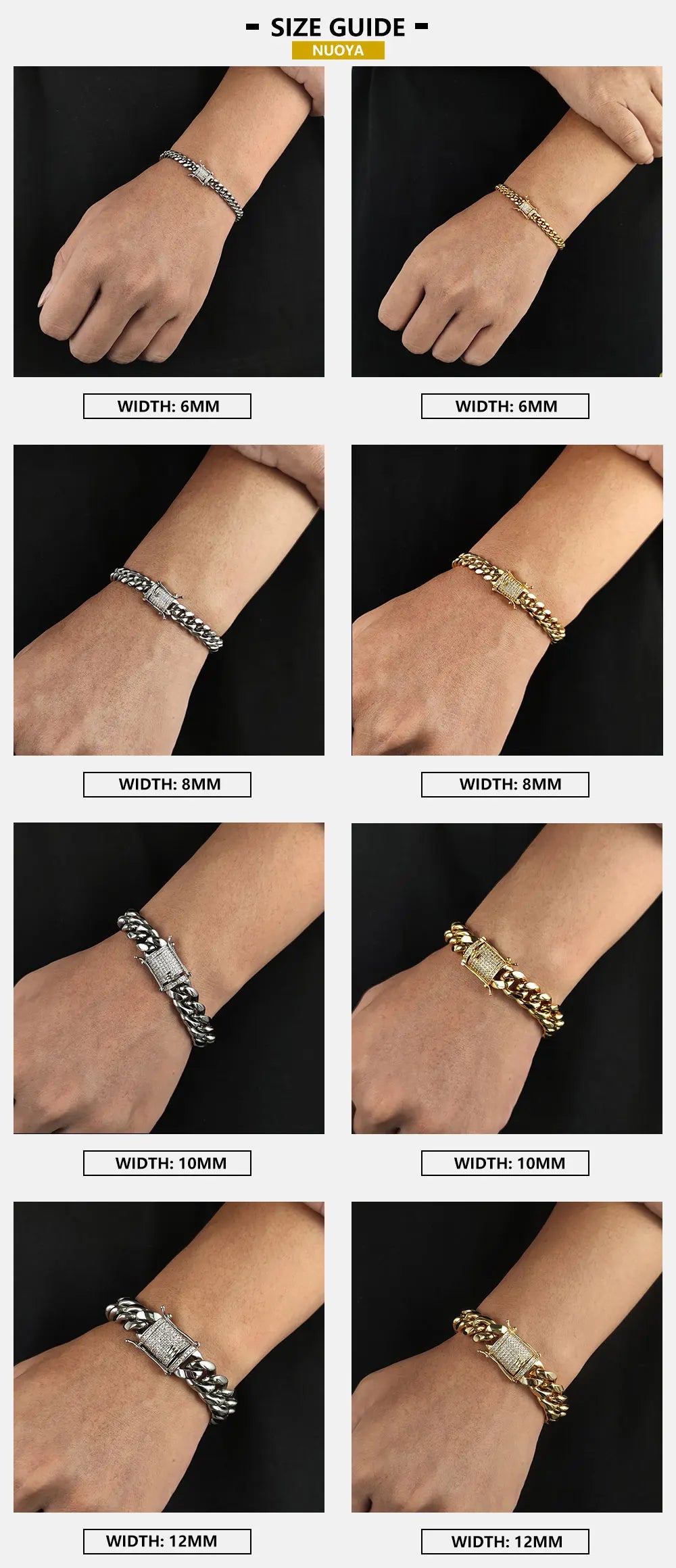 Iced Out Cuban Chain Necklace Stainless Steel 6-16MM