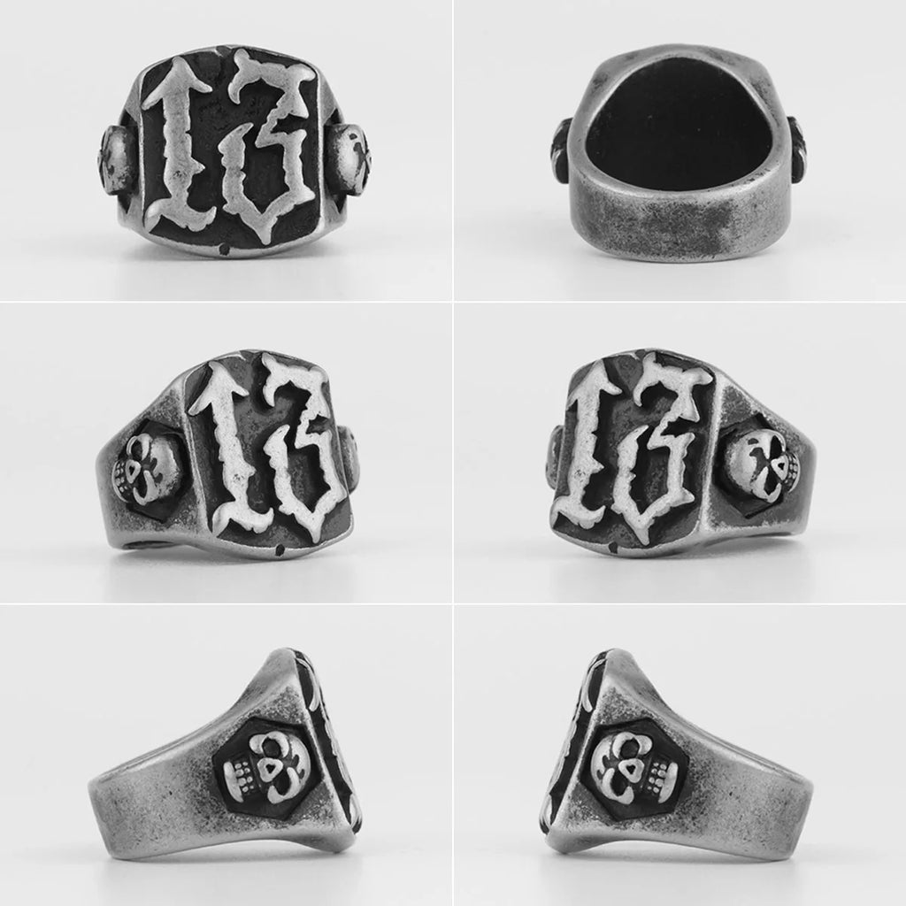Lucky 13 Skull Ring — Stainless Steel