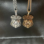 cartoon Boho Chic Alloy English bulldog necklace fashion bulldog pendant golden two colors plated