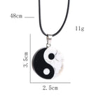 Black White Natural Obsidian Pendant Necklaces Taoism Charms Yin Yang Tai Chi Semi-precious Stone Round Bagua Jewelry