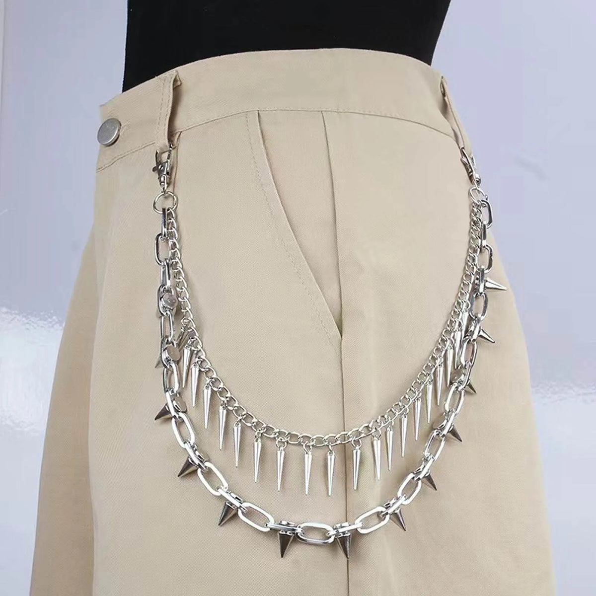 Double Layer Rivet Pants Chain — Exaggerated Punk Jeans Chain