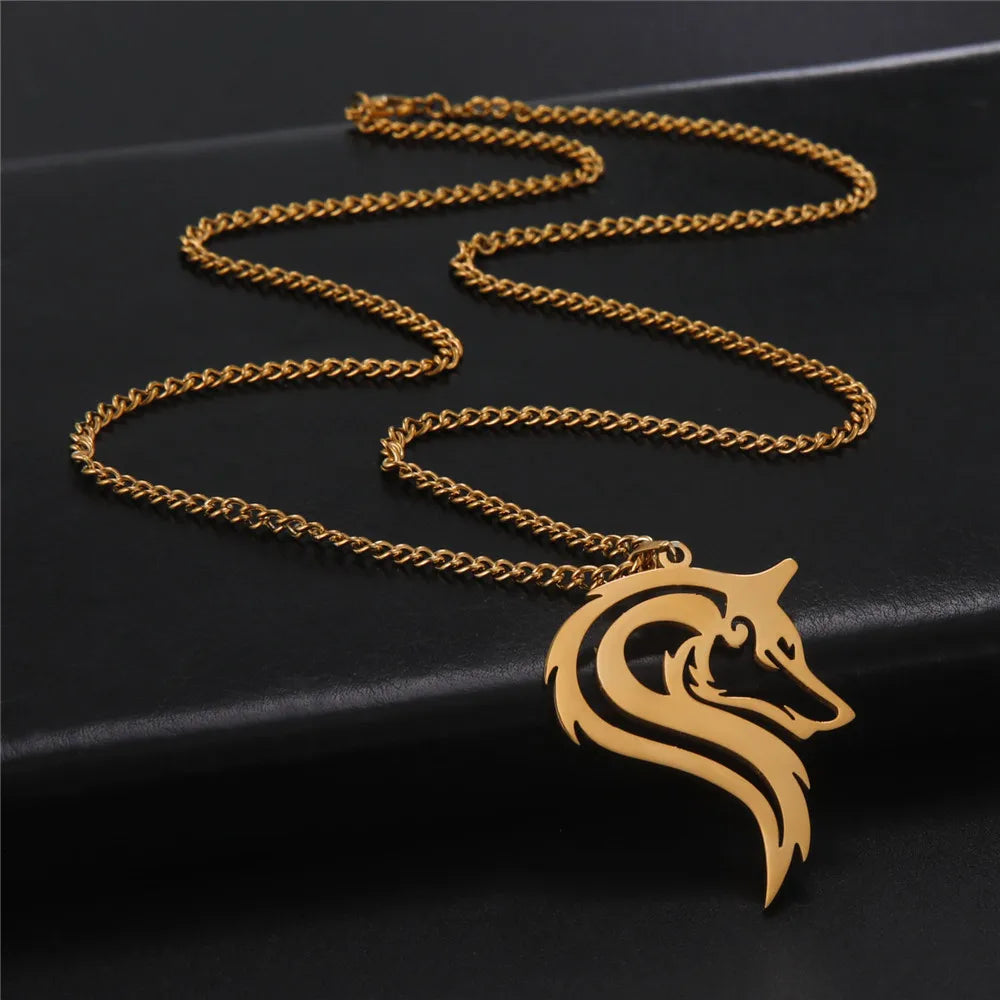 Fenrir Wolf Pendant Necklace — Stainless Steel