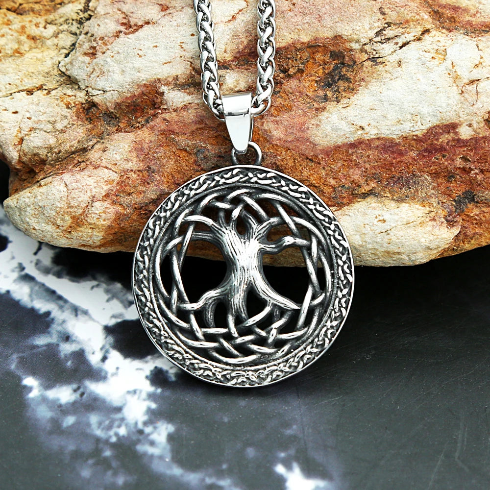 Viking Tree of Life Pendant — Stainless Steel