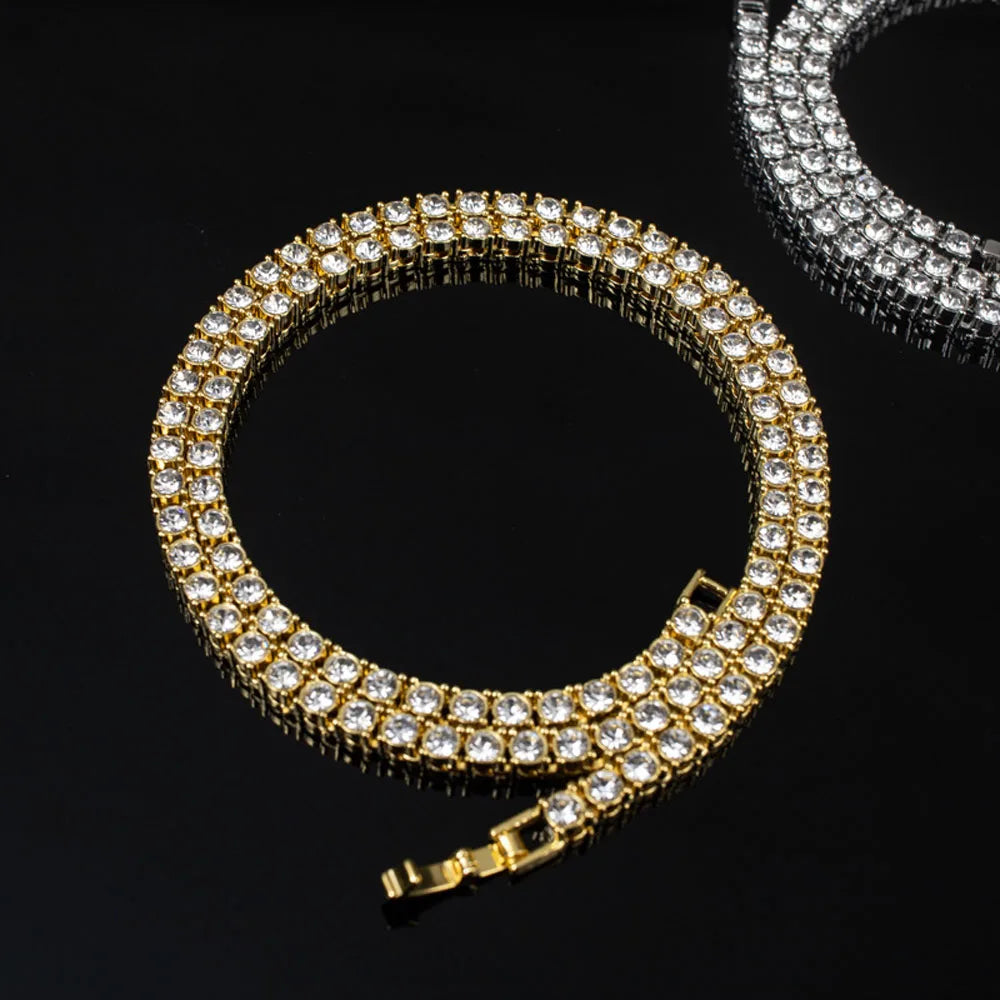 Iced Out Tennis Chain Necklace 4mm — Zinc Alloy