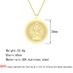CHENGXUN Hindu Ganesha Coin Pendant Necklace for Men Womens Lord Ganesha Medallion Charm Neck Chain Spirit Totem Jewelry