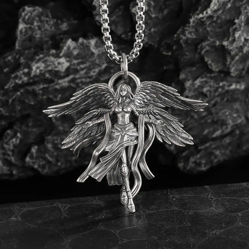 Seraph Warrior Pendant Necklace — Zinc Alloy