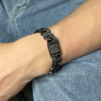 ULJ Hip Hop Shiny Black Cuban Link Chain Bracelets Women Men  Bling Rhinestone Iced Out Punk Wristband Hand Jewelry