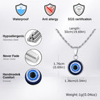 Stainless Steel Turkish Evil Eye Necklaces for Men, Blue Eye Round Pendant Necklace, Ethnic Collar Jewelry