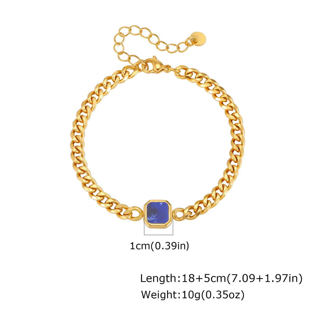 Cuban Stone Chain Bracelet — Stainless Steel