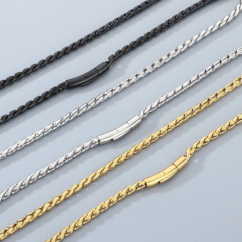 KALEN High Polished Stainless Steel Link Chain Necklace for Men Women Personalized Minimalist Sweater Chain Jewelry Accessories