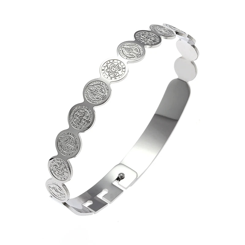 Fashion Design Stainless Steel Curved Tableware Fork Open Bracelet Men and Women Personality Charm Hip Hop Casual