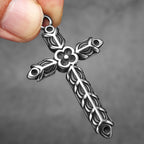 Engraved Cross Stainless Steel Pendant Necklace