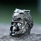 2022 NEW Men's 316L Stainless-Steel Rings Vintage Wolf and Skull Viking Ring Gothic High-Quality Jewelry Gifts Free