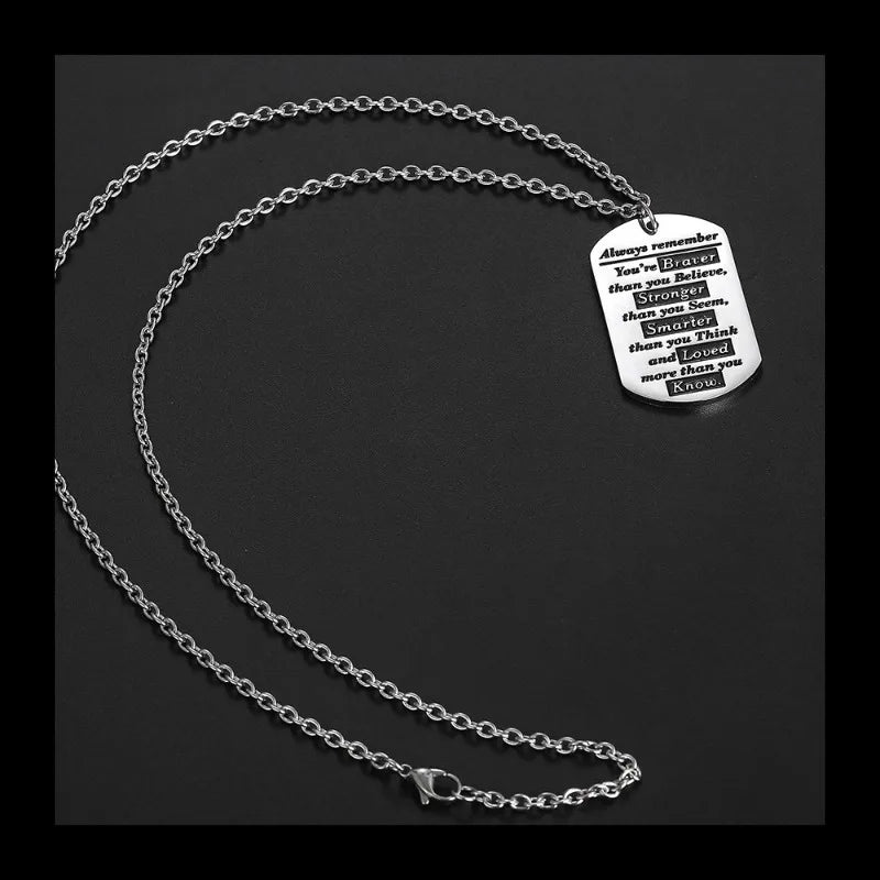 Square Pendant Necklace — Stainless Steel