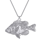Kinitial Fish Pendant Necklace Women Girls Stainless Steel Chain Choker Trendy Sea Animal Sunfish Jewelry Birthday Gift