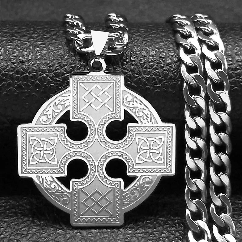 Celtic Cross Gold Pendant Necklace — Stainless Steel