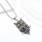 Gothic Style Owl Skull Pendant Necklace for Personalized Men's Retro Motorcycle Rider Party Jewelry Accessories