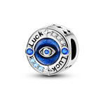 Devil's Eye Cross Charm Pendant — Silver