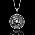 Spartan Shield Helmet Pendant Necklace — Retro, Stainless Steel