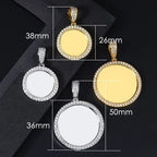 Large Round Photo Customized Pendant Necklace For Women Men Full Zirconia Neck Chain Hiphop Jewelry Memory Couple