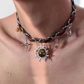 Star Cross Leather Pendant Necklace