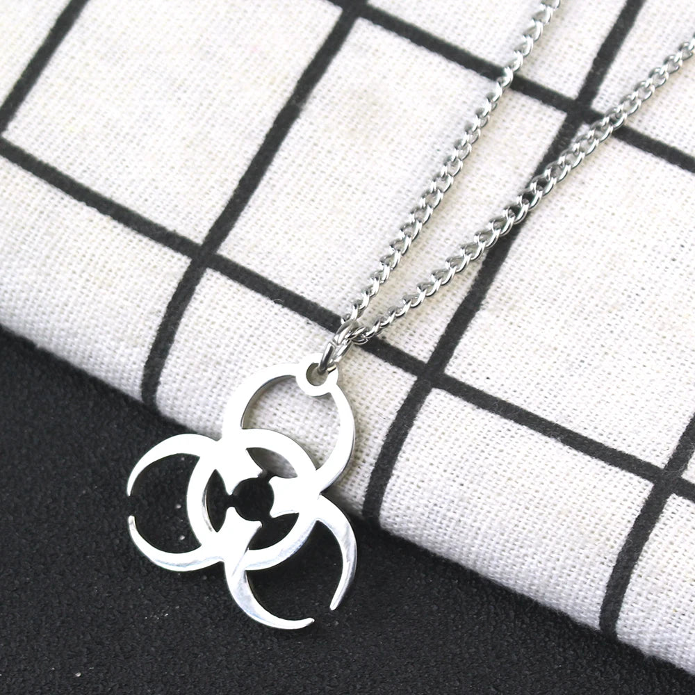 Necklace Trendy Men And Women INS Street Punk Hip-Hop JewelryNew Stainless Steel Biochemical Logo Pendant