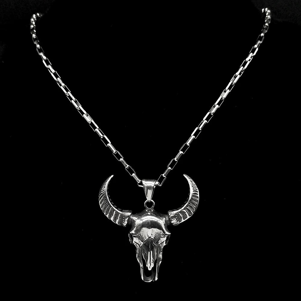Skull Viking Silver Pendant Gothic Vintage Ghost