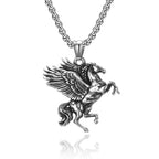 Stainless Steel Greek Winged Horse Pendant Necklace