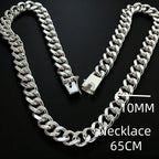 Cuban Link Chain Choker Necklace 10mm, 50-65cm — Silver-Tone