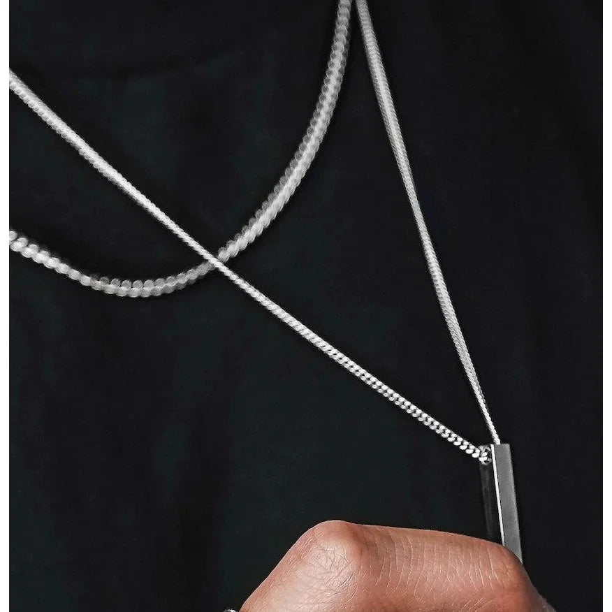 Vertical Bar Rope Cuban Chain Pendant — SS