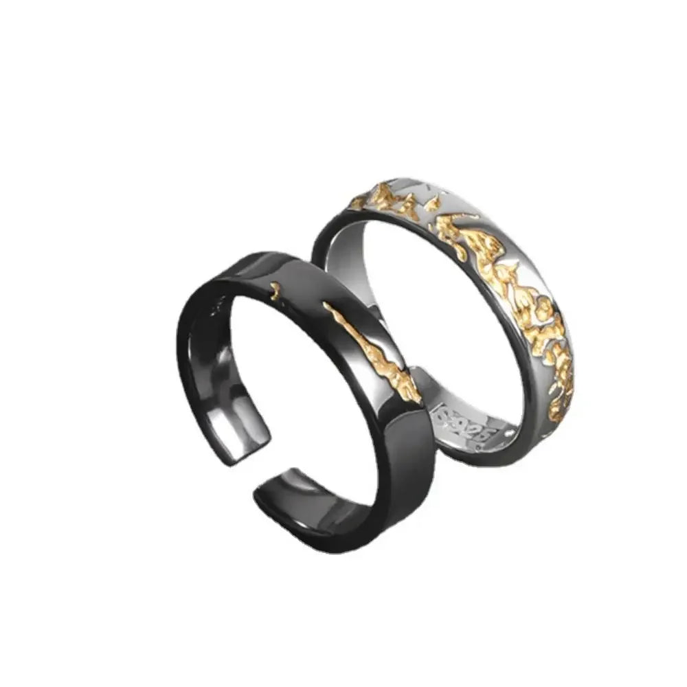 New Popular Gilding Men Ring Black Fashion Advanced Adjustable Ring For Trend Couple Jewelry