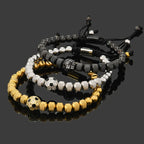 Football Bead Bracelet for Men — Braided, Stainless Steel