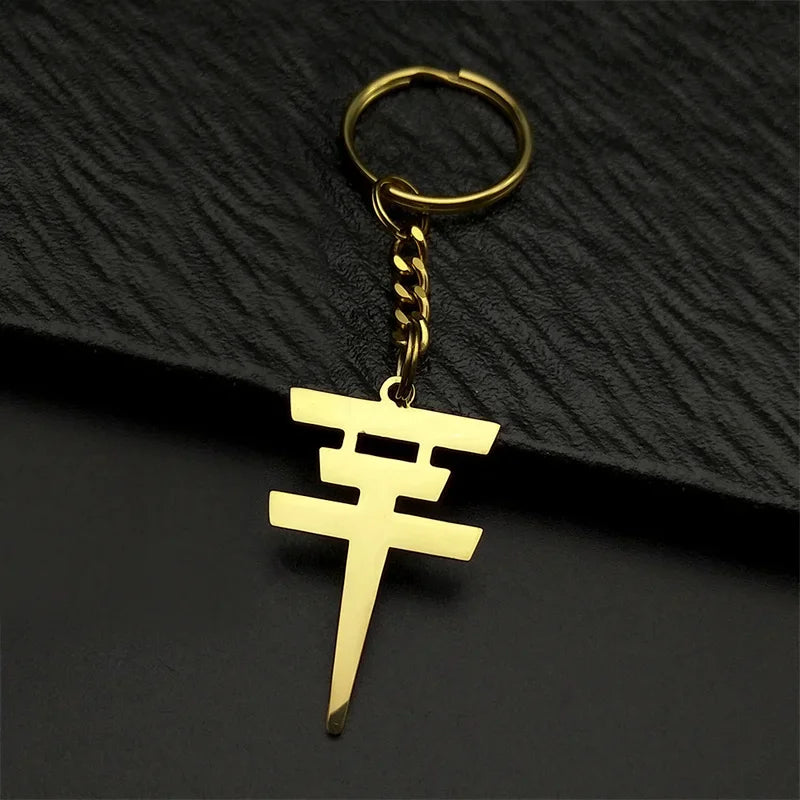 Rock Band Music Keychain Pendant — Gold