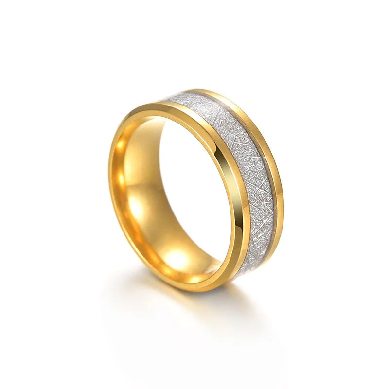 Rime Textured Inlay Beveled Edge Ring — Stainless Steel