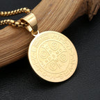 Catholic 316L Stainless Steel Saint Benedict Cross Pendant Necklaces For Men Women Religious Exorcism Prayer Jewelry