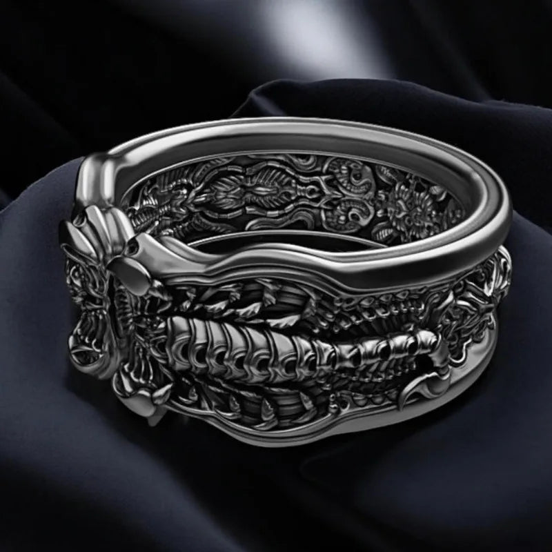 Scorpion Ring for Men — Black-Tone Punk Statement Band