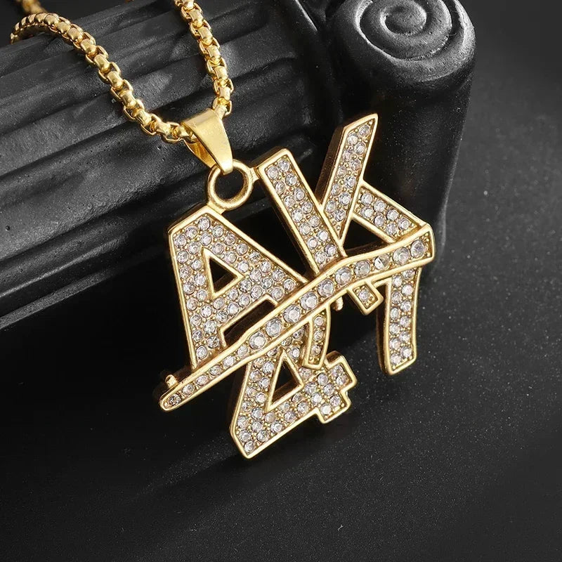 Bling Iced Out Savage Pendant Cubic Zirconia Letter Necklace for Men Women Hip Hop Rock Rap Party Jewelry