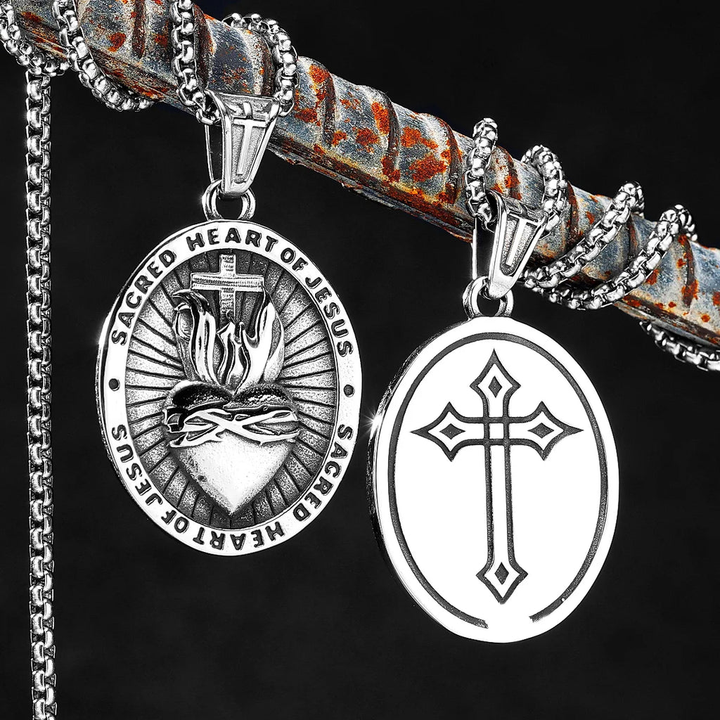 Sacred Heart Stainless Steel Pendant Necklace