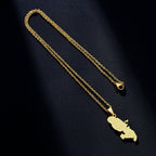 Martinique Map Pendant Necklace — Stainless Steel