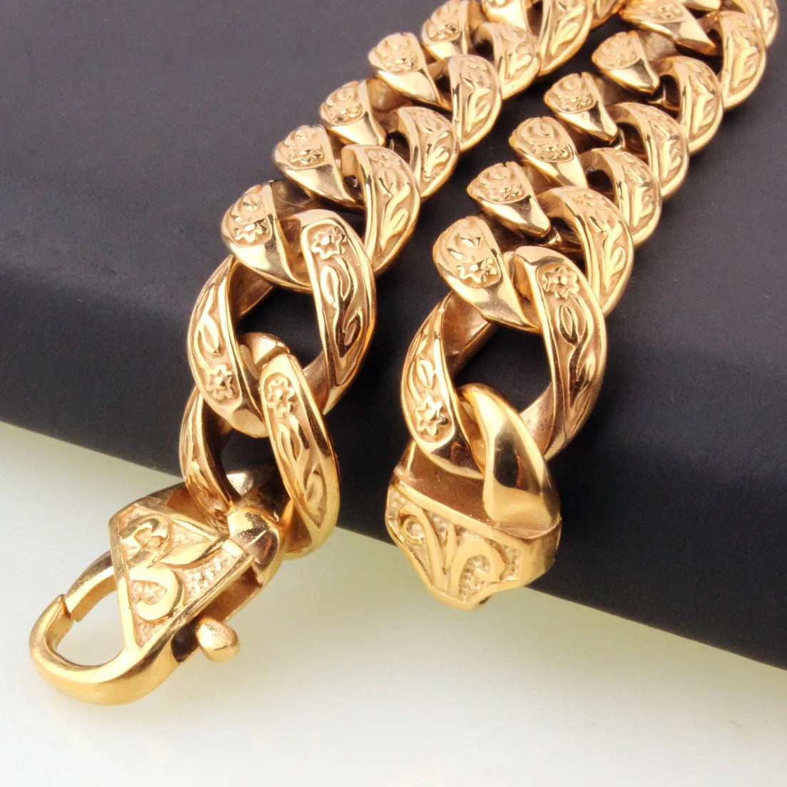 Gold Cuban Link Chain Bracelet 15mm — Gold