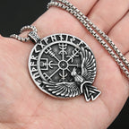 Compass Rune Pendant — Stainless Steel